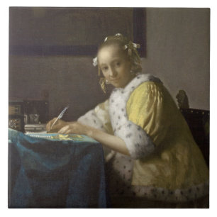 A Lady Writing, c. 1665 (oil on canvas) Ceramic Tile