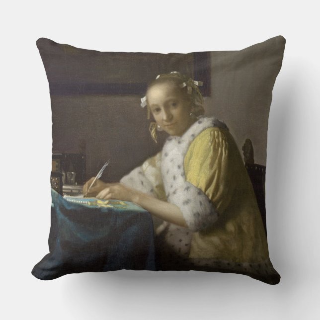 A Lady Writing, c. 1665 (oil on canvas) Cushion (Front)