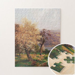 A Lake Landscape in Spring by Adolf Kaufmann Jigsaw Puzzle