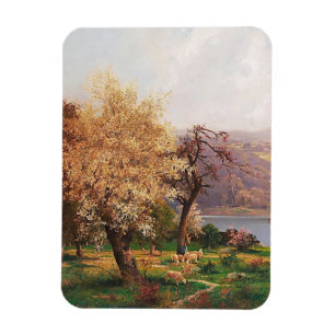 A Lake Landscape in Spring by Adolf Kaufmann Magnet