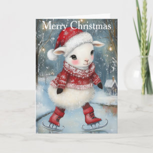 A Lamb Ice Skating Holiday Card