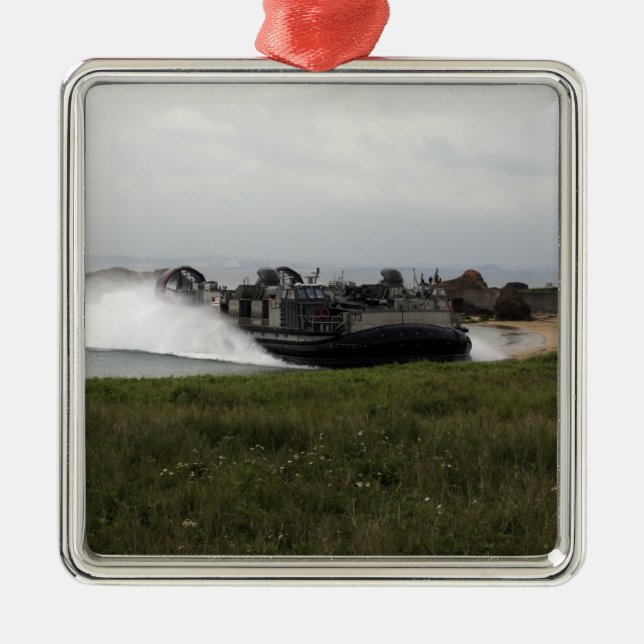 A landing craft air cushion comes ashore metal tree decoration (Front)