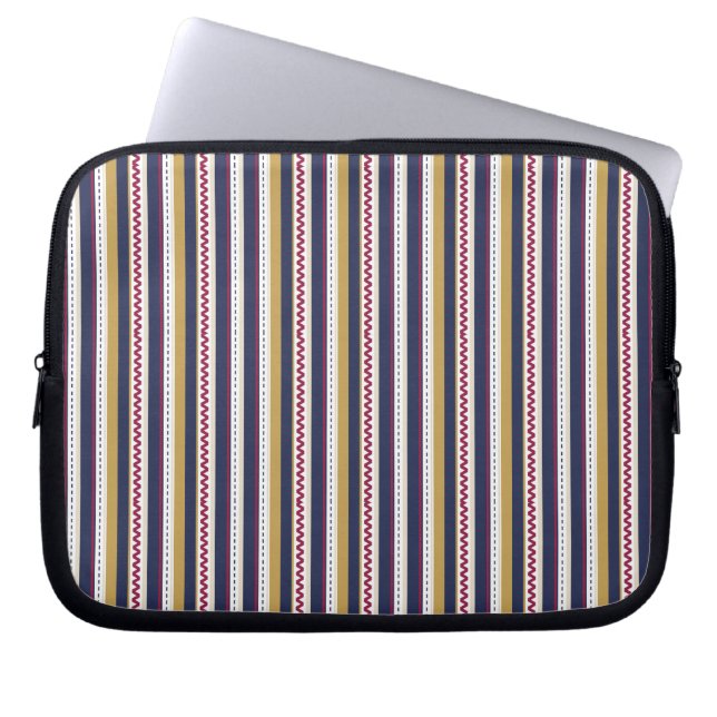 A laptop sleeve with colourful vertical stripes  (Front)