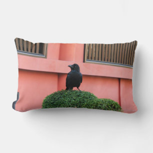 A Large-Billed Jungle Crow A Perch On A Cloud Tree Lumbar Cushion
