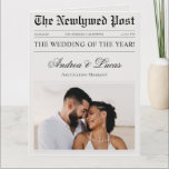 A Large Folded Wedding Newspaper Timeline Program<br><div class="desc">Have a blast at your wedding with this trendy newspaper style program,  featuring your custom photo & editable details. Easily add your own details by clicking on the "personalise" option.</div>