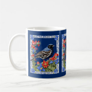 A Lark Bunting Surrounded by Colorado Columbine Coffee Mug