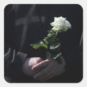 A Last White Rose Square Sticker