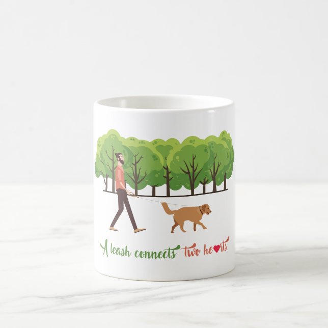 A leash connects two hearts Coffee Mug (Center)