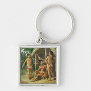 A Leeward Islands Carib Family outside a Hut, c.17 Key Ring