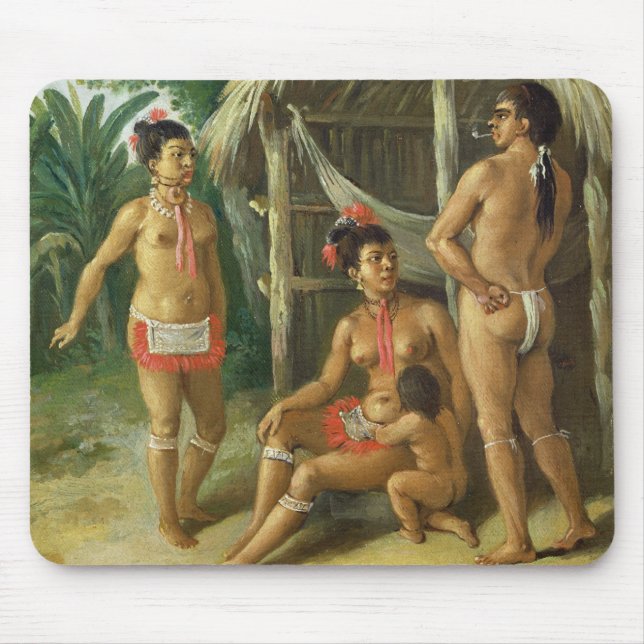 A Leeward Islands Carib Family outside a Hut, c.17 Mouse Pad (Front)