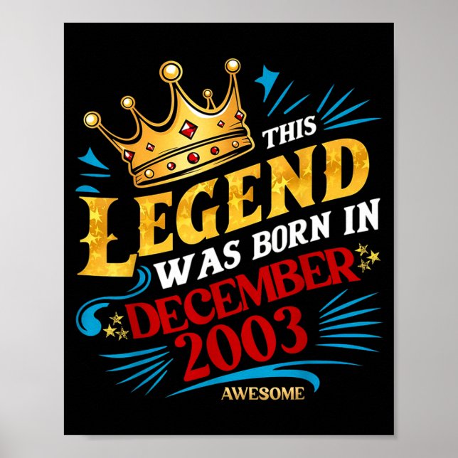 A Legend Was Born In December 2003 Awesome Man Boy Poster (Front)