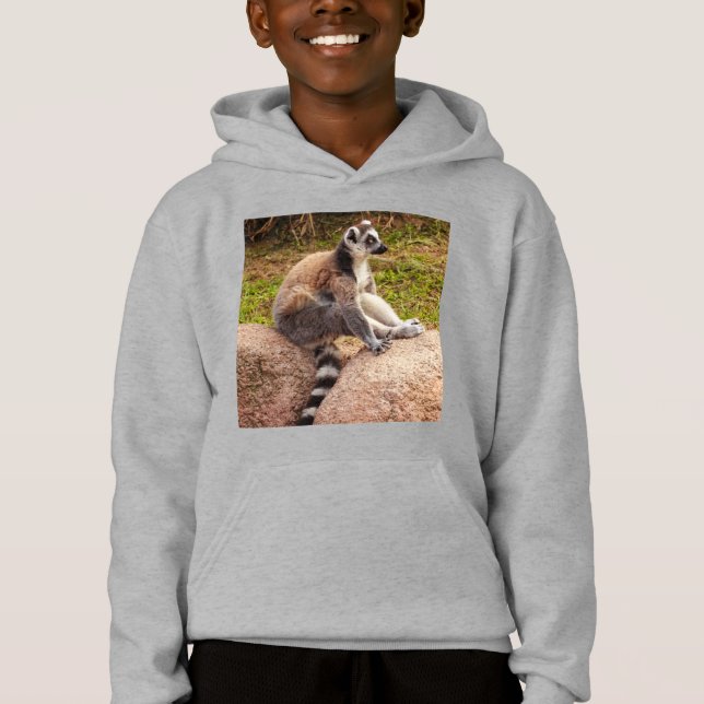a lemur of a Madagascar on pullover hoodie (Front)