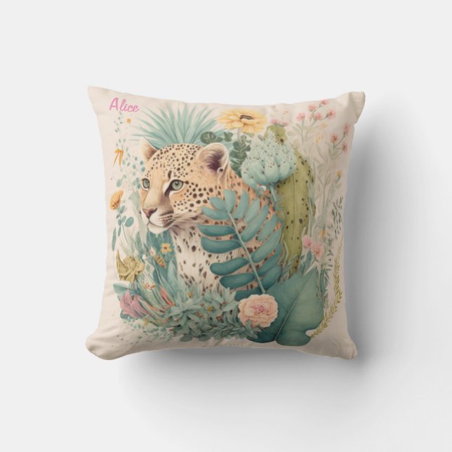 A leopard behind the bush  cushion (Front)