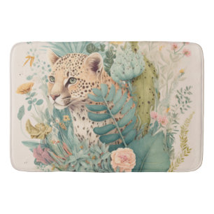 A leopard behind the bush custom  bath mat