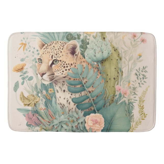 A leopard behind the bush custom  bath mat (Front)