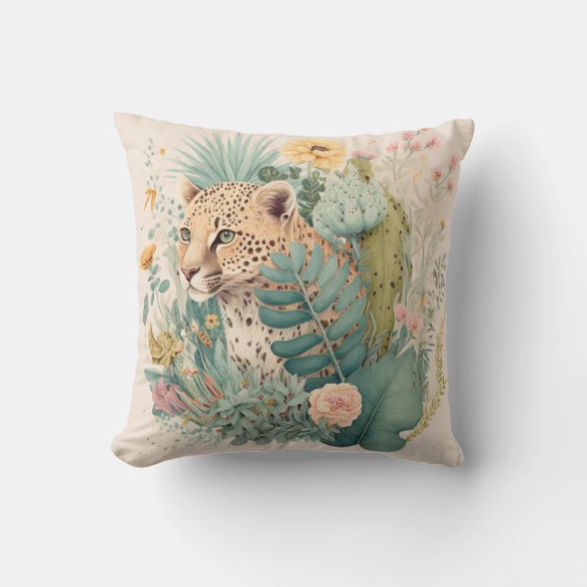 A leopard behind the bush custom       cushion (Front)