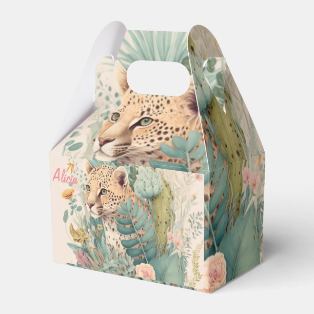 A leopard behind the bush custom       favour box (Front Side)