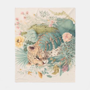 A leopard behind the bush custom    fleece blanket