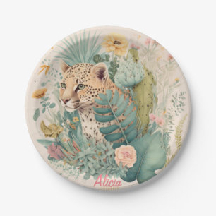 A leopard behind the bush custom paper plate