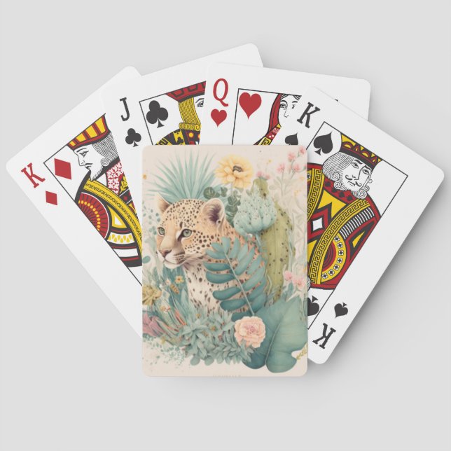 A leopard behind the bush custom  playing cards (Back)