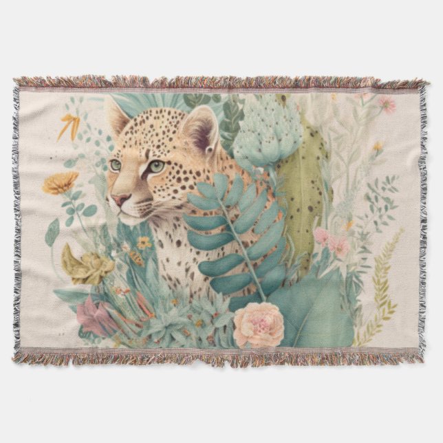 A leopard behind the bush custom       throw blanket (Front)