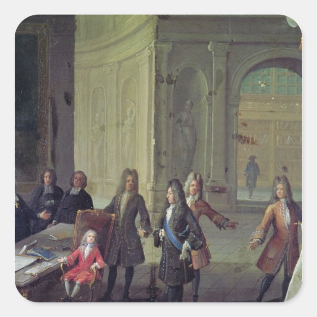 A Lesson being given to the Young Louis XV Square Sticker (Front)