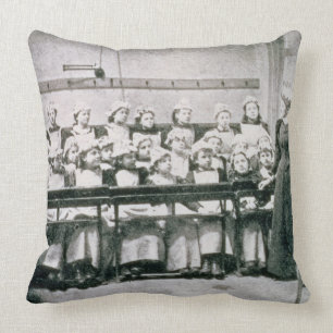 A Lesson in Domestic Science (b&w photo) Cushion