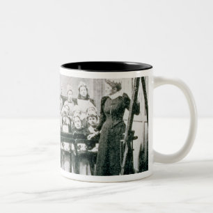 A Lesson in Domestic Science (b&w photo) Two-Tone Coffee Mug