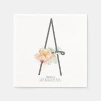 A Letter Monogram Blush Peach Floral CR