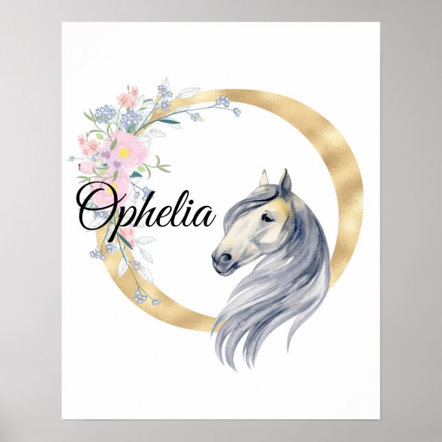 A letter personalised name monogram with horse  po poster (Front)