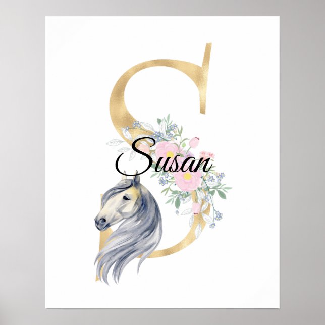 A letter personalised name monogram with horse  po poster (Front)