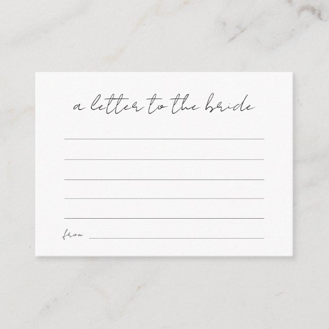 A Letter to the Bride Modern Bridal Shower Enclosure Card (Front)