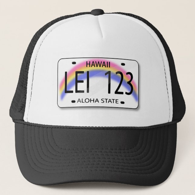 A licence plate with rainbow from Hawaii cap (Front)