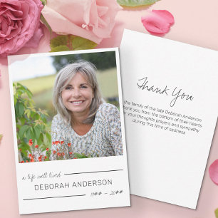 A Life Well Lived Casual Lettering Photo Thank You Card