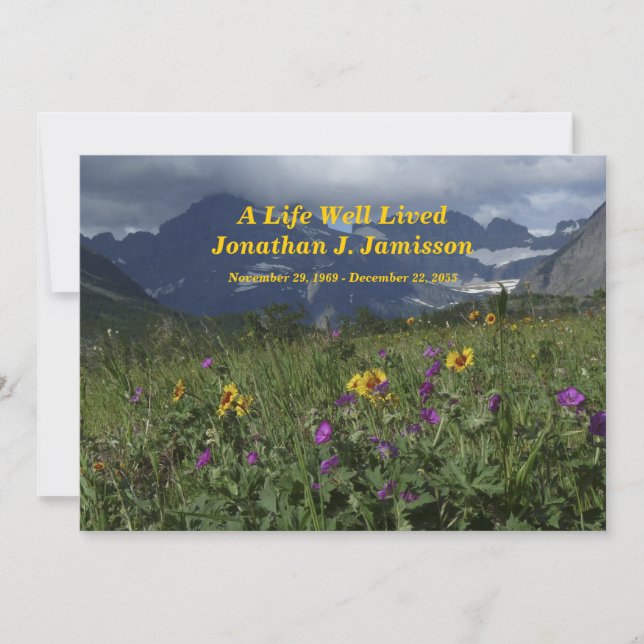 A Life Well Lived Memorial Service, Wildflowers Invitation (Front)
