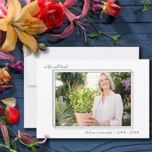 A Life Well Lived Triple Bordered Photo Funeral Thank You Card