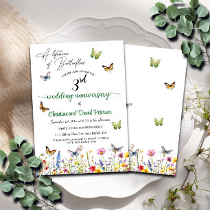 A Lifetime of Butterflies 3rd Wedding Anniversary Invitation