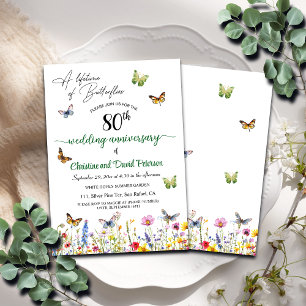 A Lifetime of Butterflies 80th Wedding Anniversary Invitation