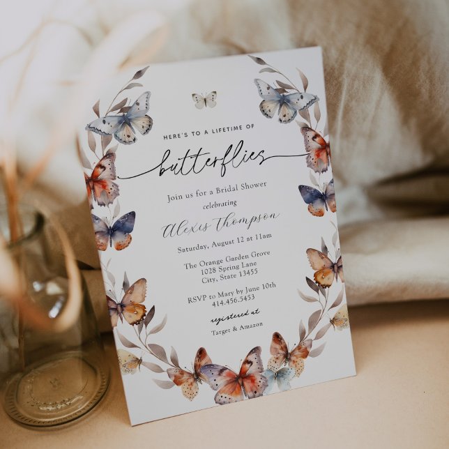 A Lifetime of Butterflies Boho Bridal Shower Invitation (Creator Uploaded)