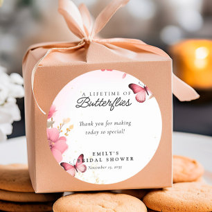 A Lifetime of Butterflies Bridal Shower Classic Round Sticker
