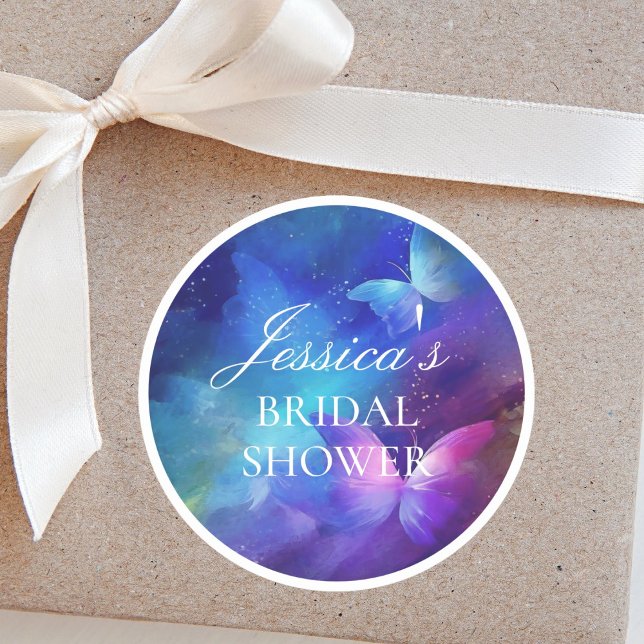A Lifetime of Butterflies Bridal Shower  Classic Round Sticker (Creator Uploaded)
