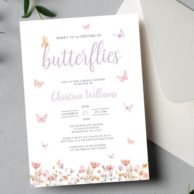 A Lifetime Of Butterflies Bridal Shower Invitation (Creator Uploaded)