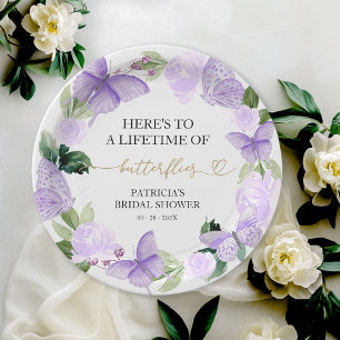 A Lifetime of Butterflies Bridal Shower Paper Plate