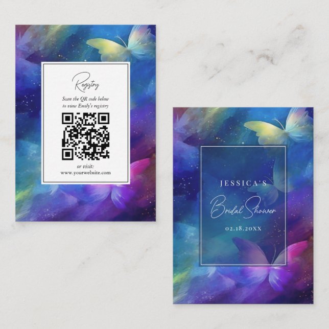 A Lifetime of Butterflies Bridal Shower Registry Enclosure Card (Front/Back)