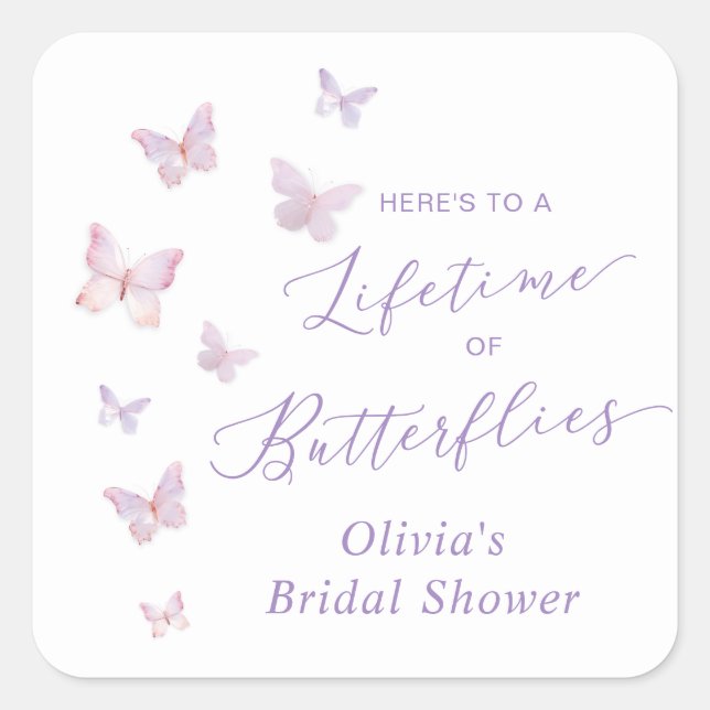 A Lifetime of Butterflies Bridal Shower  Square Sticker (Front)