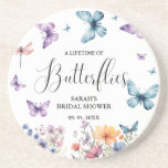 A lifetime of butterflies Bridal Shower Table Coaster<br><div class="desc">Capture the essence of eternal love with our enchanting bridal shower sticker. Delicate butterflies flutter amidst a lush meadow of wildflowers,  evoking the timeless beauty of nature's romance.</div>