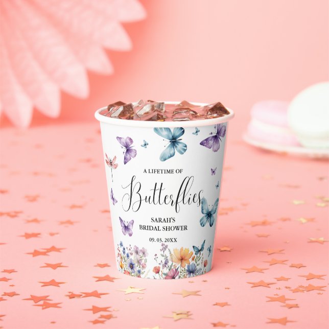 A lifetime of butterflies Bridal Shower Table Paper Cups (Insitu)