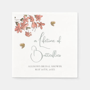 A Lifetime of Butterflies Floral Bridal Shower Napkin