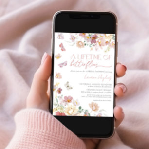 A Lifetime of Butterflies Pink Bridal Shower Invitation