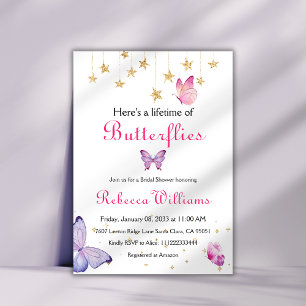 A Lifetime of Butterflies Purple Bridal Shower Invitation